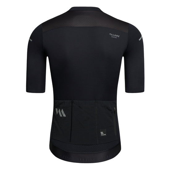 black merino wool cycling jersey