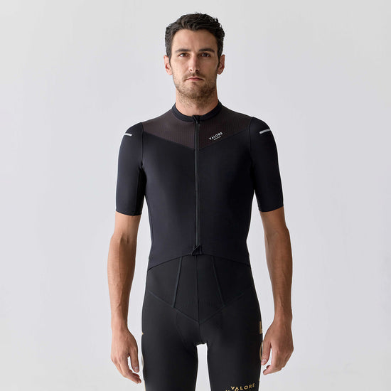 black merino wool cycling jersey