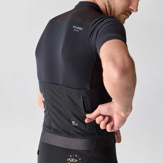black merino wool bike jersey
