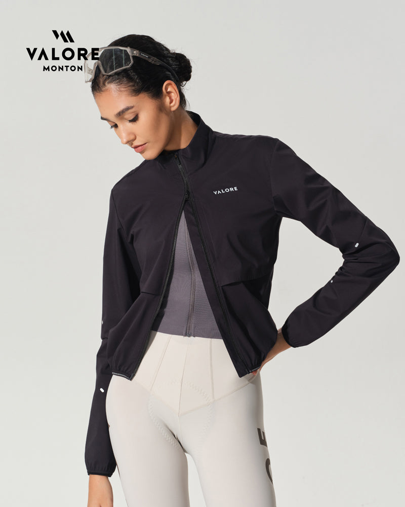 women's lightweight waterproof cycling jacket black
